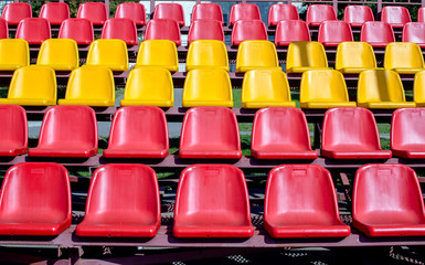 Plastic seat spectator stands for the football stadium 