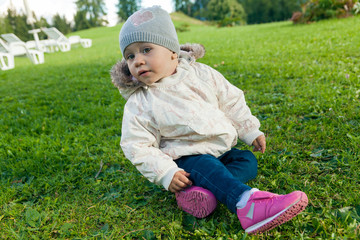 Little girl playing outdoors