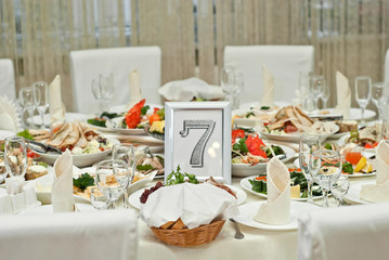 delicious dishes on the table in the restaurant