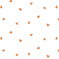 Seamless vector pattern of watermelon on white background.
 Hand drawn vector illustration.Pattern in cartoon style. 