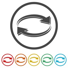 Exchange arrow icon, Reload vector icon, 6 Colors Included
