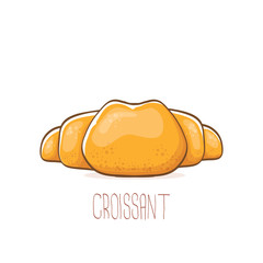 vector cartoon croissant icon isolated on white background. vector hand made bakery logo design