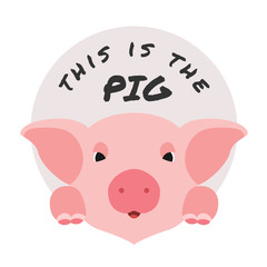 This is the pig with cute face pig and circle vector design