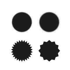 Fototapeta premium Set of vector starburst, sunburst badges. Black on white color. Simple flat style Vintage labels, stickers.