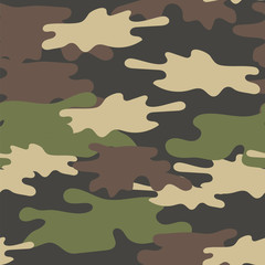 Fototapeta premium Camouflage Seamless Pattern. Military Repeat Army Texture . Green Brown Olive Colors Forest Background.