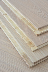A stack of wooden parquet