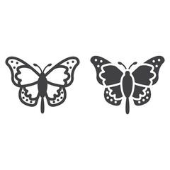 Butterfly line and glyph icon, easter and holiday, insect sign vector graphics, a linear pattern on a white background, eps 10.