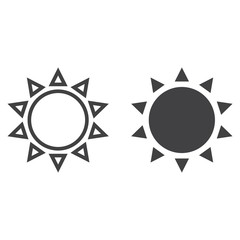 Sun line and glyph icon, easter and holiday, hot sign vector graphics, a linear pattern on a white background, eps 10.