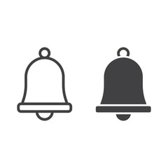 Easter bell line and glyph icon, easter and holiday, jingle sign vector graphics, a linear pattern on a white background, eps 10.