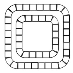 Abstract futuristic maze, pattern template for children's games, white squares Black contour isolated on white background. Vector