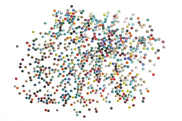 Many strewn with multi-colored rhinestones.