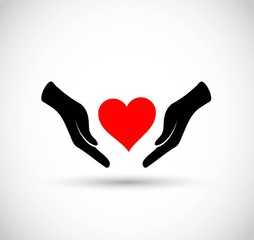 Heart with hands vector icon