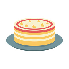 Cake dessert on dish icon vector illustration graphic design