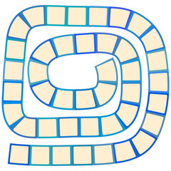 Abstract futuristic maze, spiral pattern template for children's games, pink squares blue contour isolated on white background. Vector