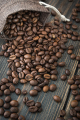 A bag of roasted arabica coffee beans
