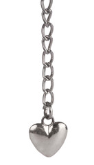small steel heart and chain isolated on white