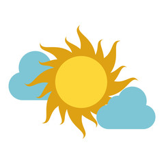 Sun and clouds weather icon vector illustration graphic design