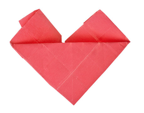 red heart origami isolated on white