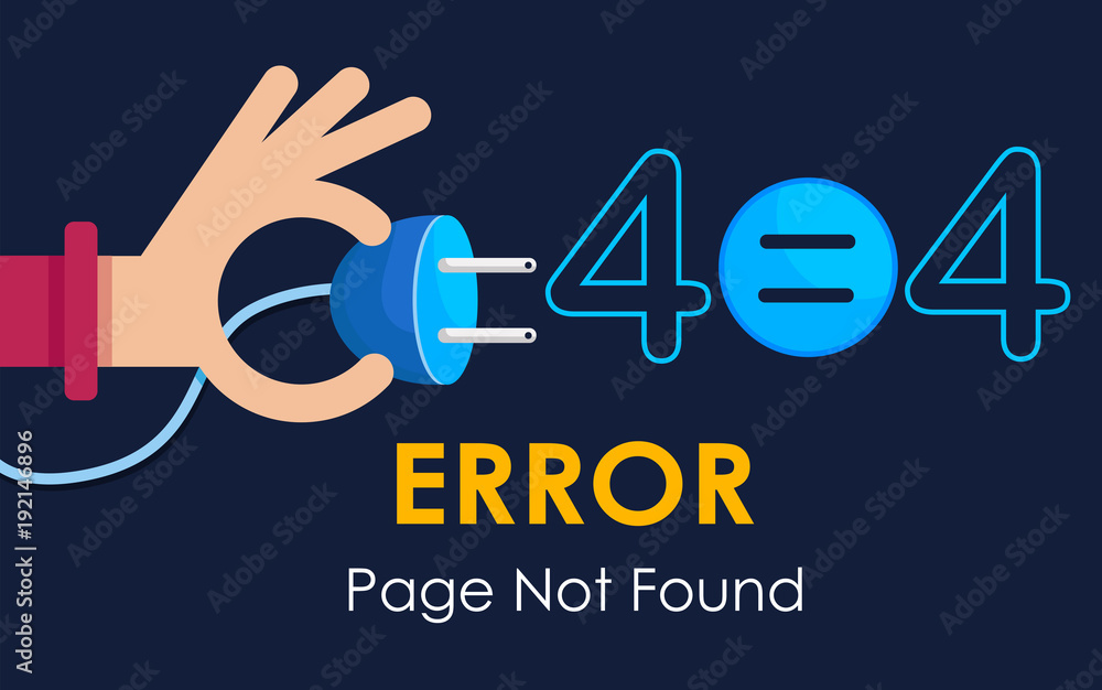 Poster 404 error page not found vector plug graphic