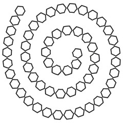 Abstract futuristic spiral maze, pattern template for children's games, white Hexagons Black contour isolated on white background. Vector