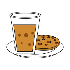 Cookie and milk cup icon vector illustration graphic design