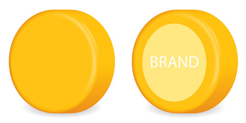 Yellow Head ( Wheel ) of Cheese. Isolated Vector version on white background.