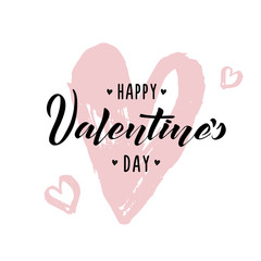 Happy Valentines Day typography poster with handwritten calligraphy text - vector illustration
