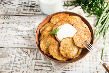 Draniki - potato fritters. potato pancakes. The naitonal dish of Belarus, Ukraine and Russia.