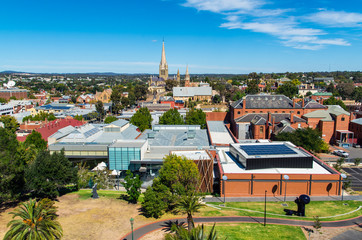 Aerial view of Bendigo in central Victoria, Australia.