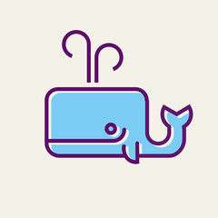 Sea whale color line vector icon.