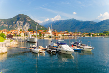 Fototapeta na wymiar View of little village of Feriolo, on Lake Maggiore, in Piedmont region, north Italy.