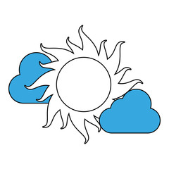 Sun and clouds weather icon vector illustration graphic design