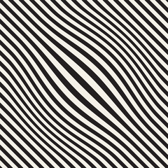 Halftone bloat effect optical illusion. Abstract geometric background design. Vector seamless black and white pattern.