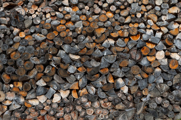 Pile of cut wood as background, texture. Firewood