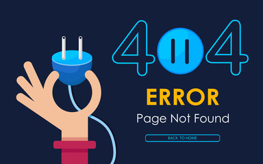 404  error page not found vector hand hold plug graphic background