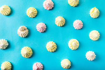 dessert meringue on blue