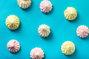 dessert meringue on blue