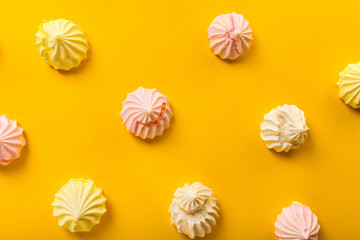 dessert meringue on yellow