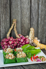 Spicy Raw Ant Eggs Salad thai food, Esan food