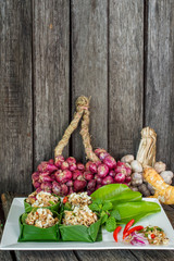 Spicy Raw Ant Eggs Salad thai food, Esan food