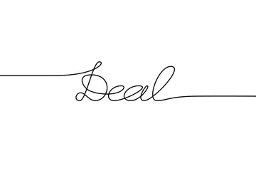 DEAL handwritten inscription. Hand drawn lettering. alligraphy. One line drawing of phrase Vector illustration