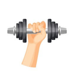 Fototapeta na wymiar Heavy dumbbell to train muscules in strong human hand