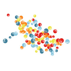 Vector Confetti Background Pattern. Element of design. Colored stylized berries on a black background
