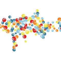 Vector Confetti Background Pattern. Element of design. Colored stylized berries on a black background
