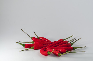 Red hot chilli over white background