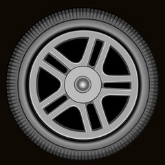 Obraz premium drawn automotive grey wheel with alloy wheel