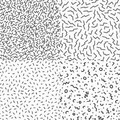 Hand drawn black and white abstract confetti seamless pattern. Pop art fashion festival abstract background in memphis style.