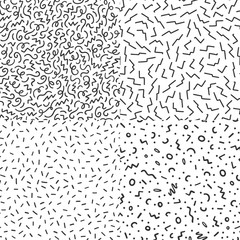 Hand drawn black and white abstract confetti seamless pattern. Pop art fashion festival abstract background in memphis style.
