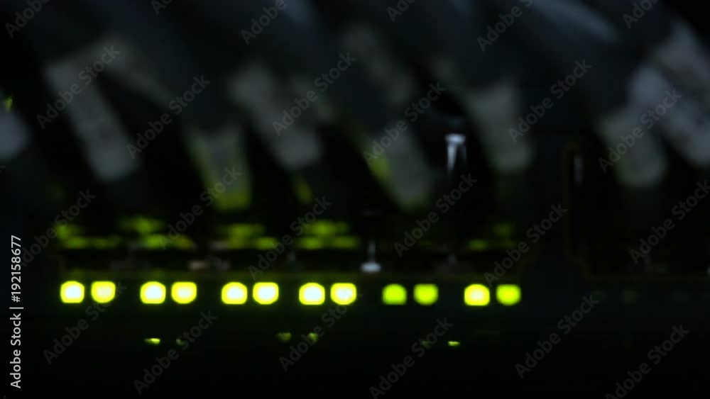 Poster working ethernet switch in data center room, connecting computers together. working ethernet server.