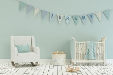 Kinderzimmer mit Wimpelgirlande - Name Jeremy